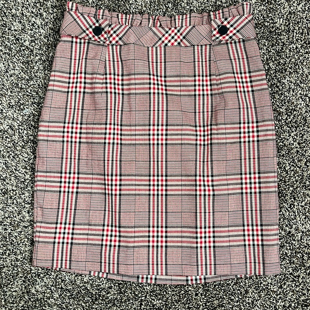 Express Black & Red Plaid Skirt, worn once